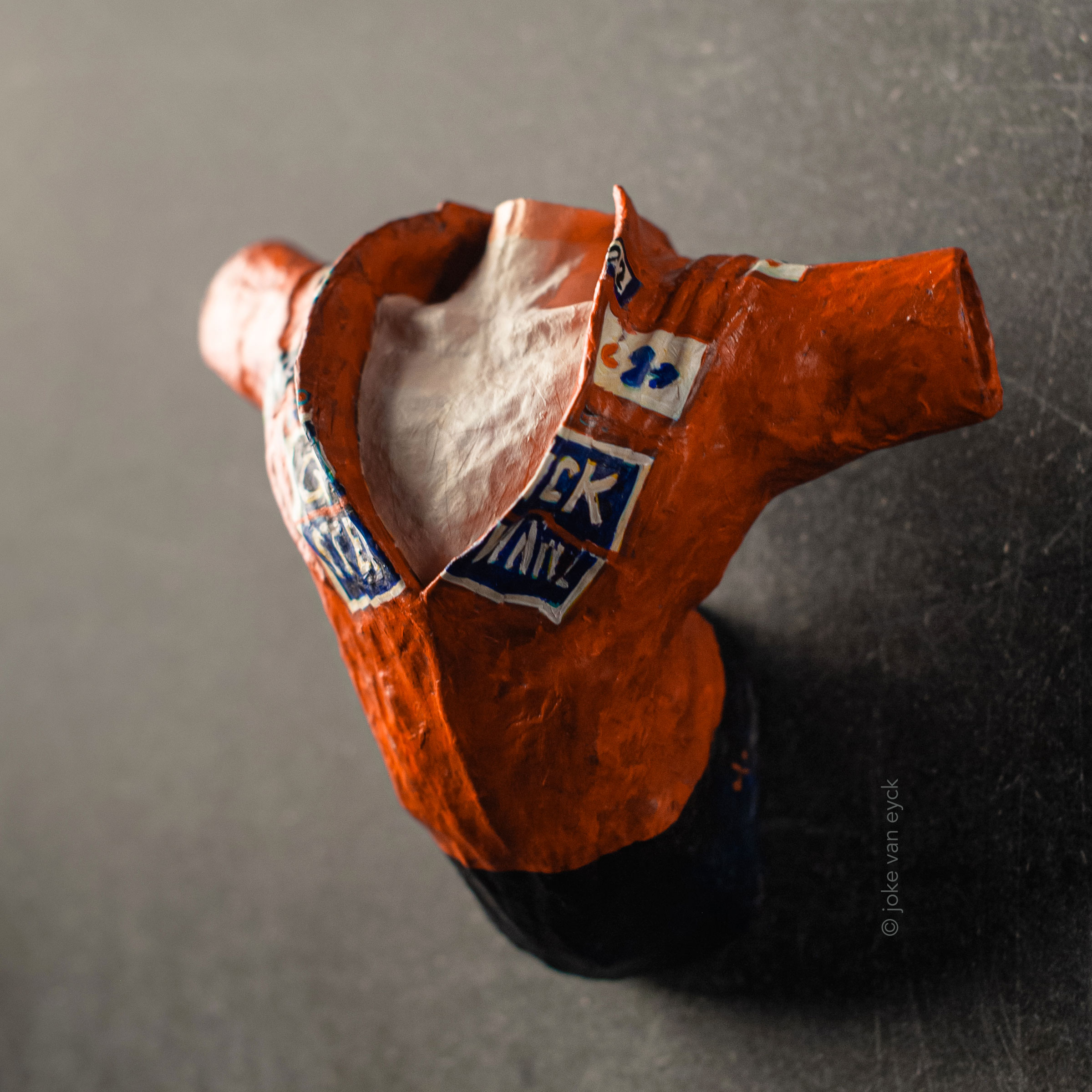 Painted Sculpture. Torso of Remco Evenepoel in red jersey